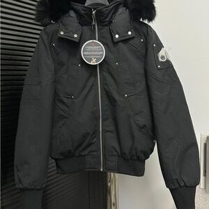 Black Kids Jacket with Fur Hood